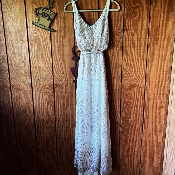 Gold Sequined Bridesmaid Dress - Picture 2 of 8